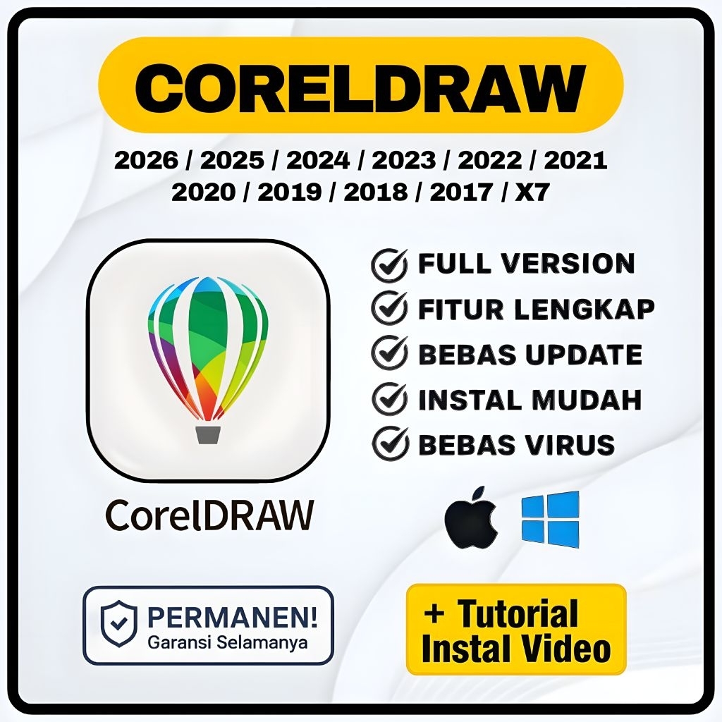 CorelDRAW 2026 - X7 Premium Full Version Lifetime Permanen Windows & Mac Os | Tersedia Versi 2026 / 