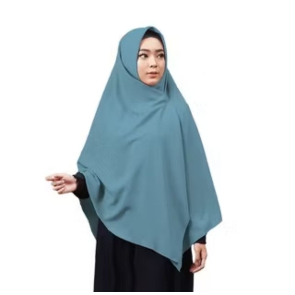 Jilbab Segiempat Wolfis syar'i Jumbo 150x150 Kerudung Muslimah - BIRU WARDAH