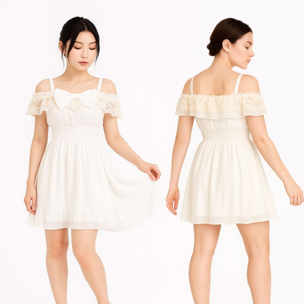 DRESS VINTAGE PUTIH IMPORT BANGKOK