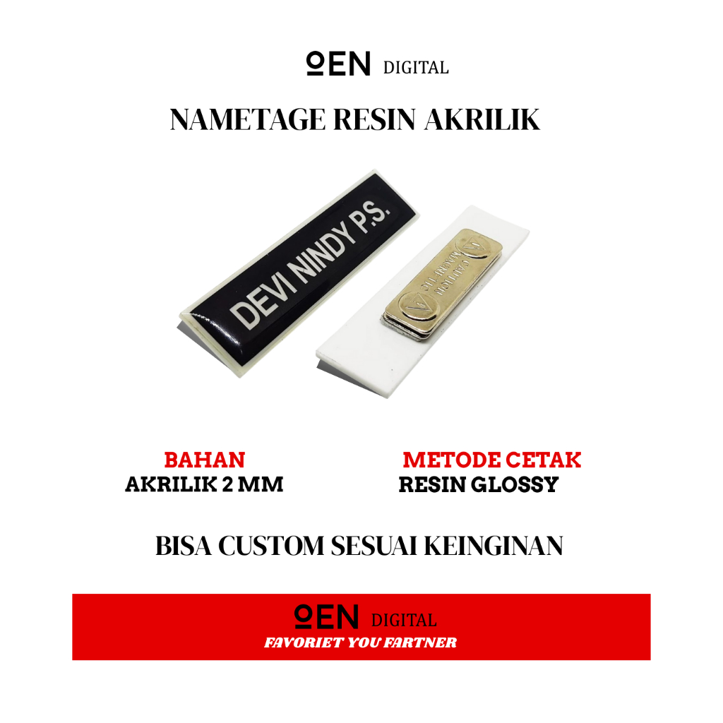 

NAMETAGE / PAPAN NAMA DADA / NAMETAGE RESIN AKRILIK