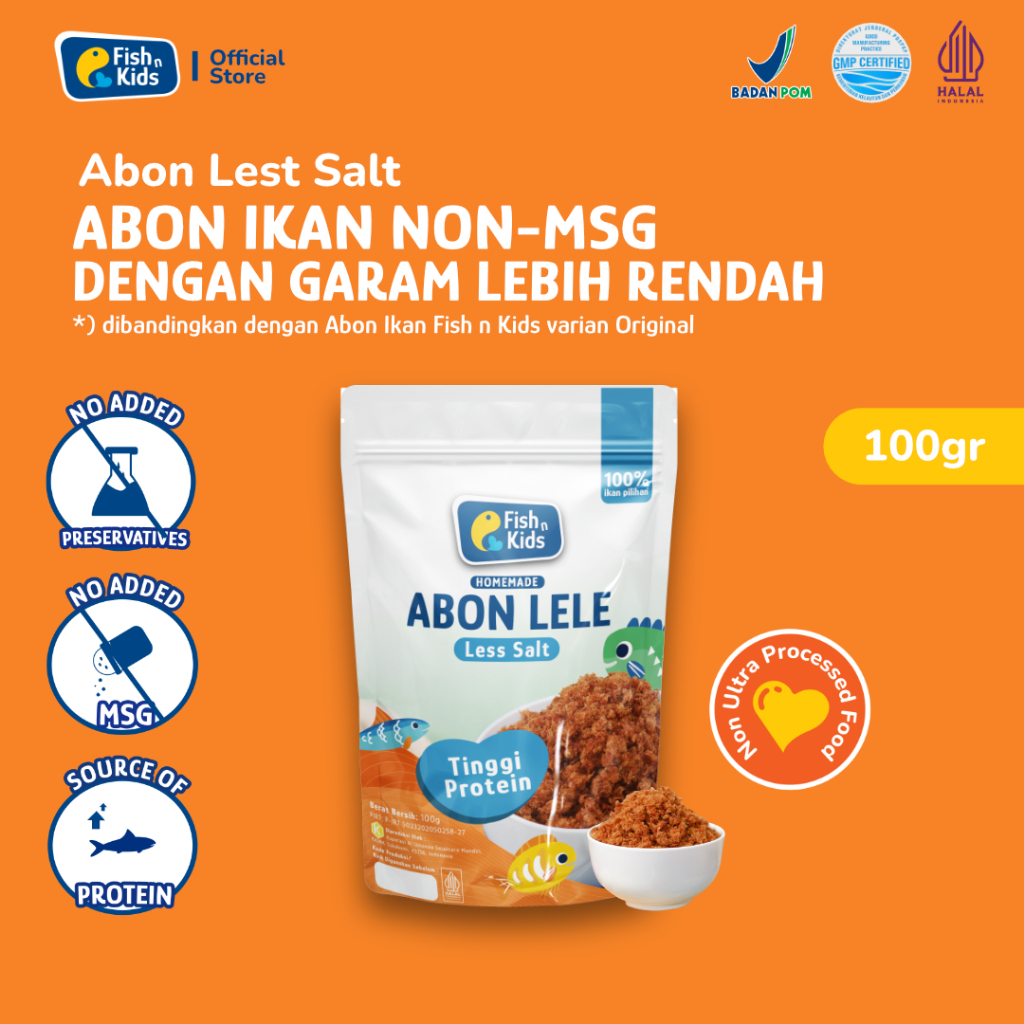 

Fish n Kids - Abon Lele Less Salt Abon Homemade non MSG 100gr Non UPF HALAL GMP