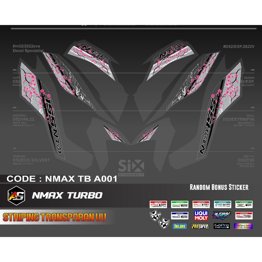 Decal Sticker Striping Variasi Transparan Uv Yamaha Nmax Turbo/Striping Nmax Turbo/Decal Nmax Neo