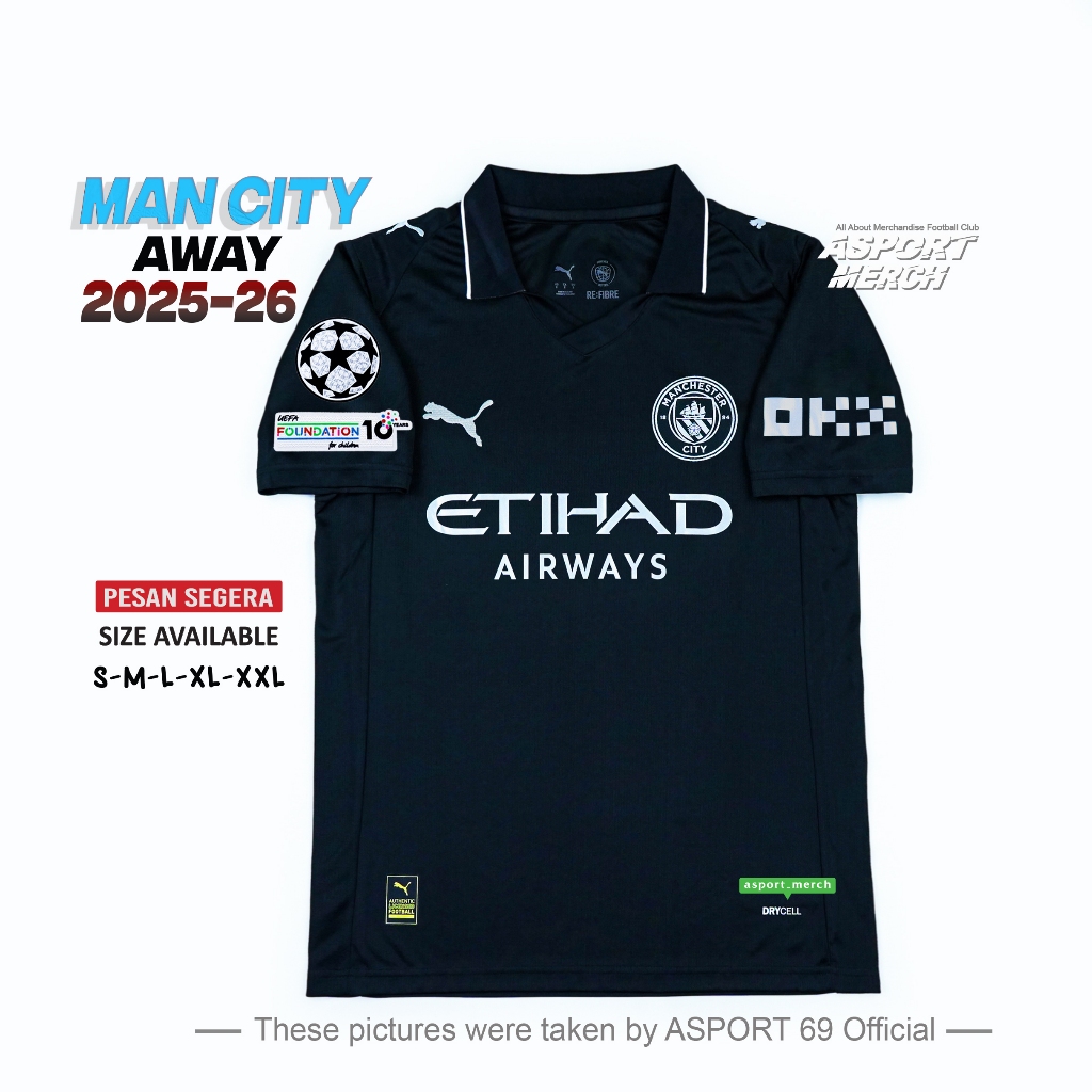 JERSEY MAN CITY AWAY 2025 2026 HITAM FANS VERSION