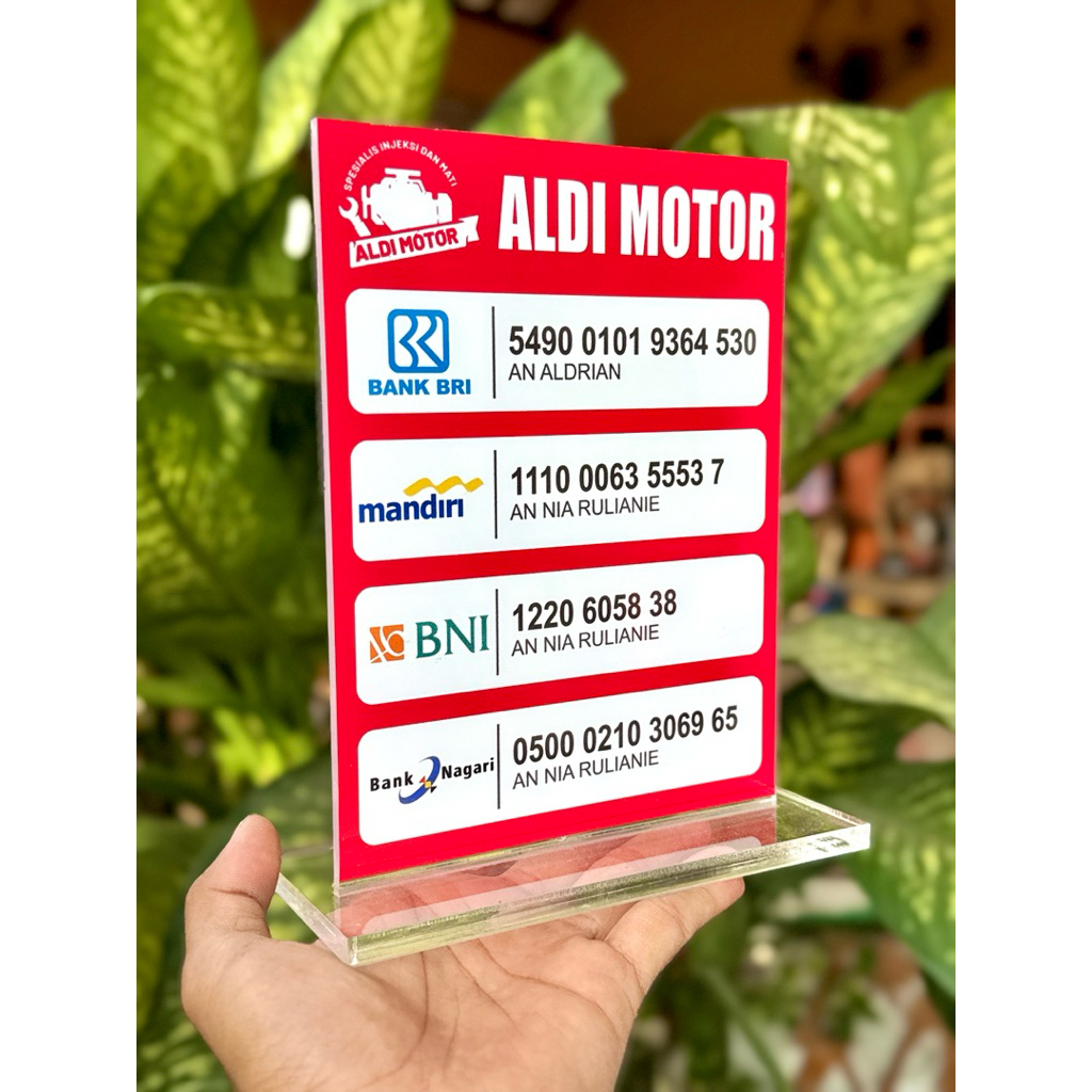 

PAPAN PAJANGAN AKRILIK REKENING UKURAN 15x20CM BISA CUSTOM BAHAN SUPER TEBAL