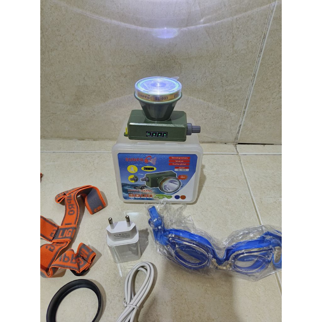 SUNPRO SL-993 Senter Kepala Selam 160W Cahaya Putih