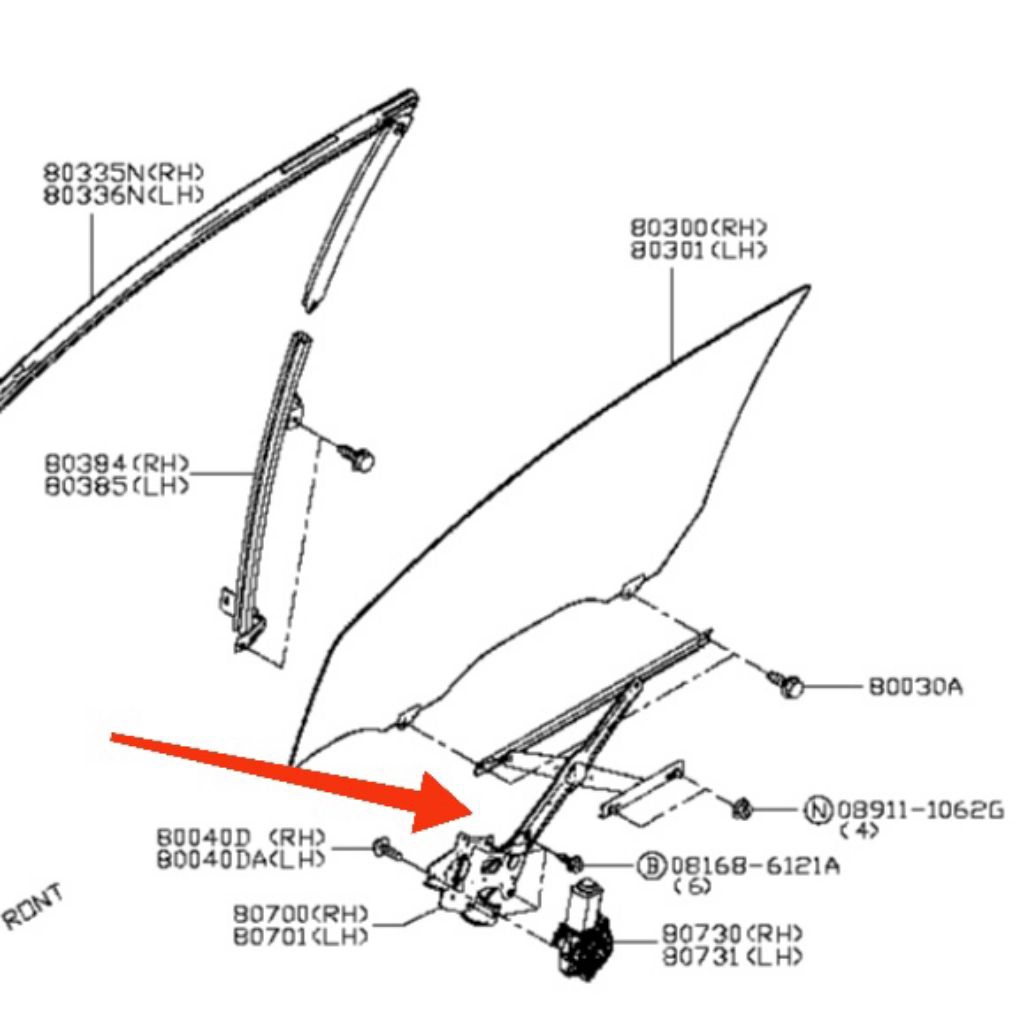Regulator Power Window FR RH Datsun Go/Go+ 2014-2017 Original.