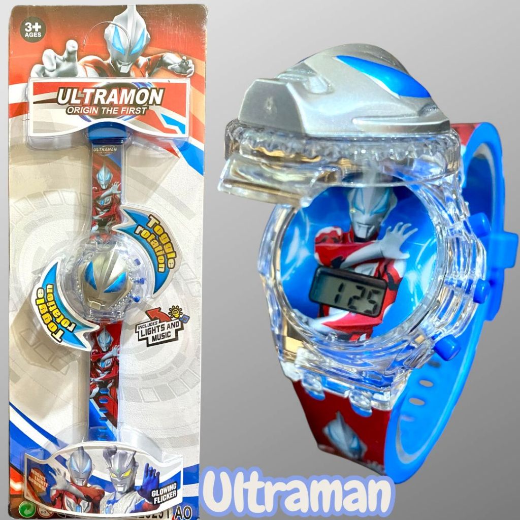 READY Jam tangan anak kepala bisa spinner,pakai lampu musik kedap kedip.jam sudah terpasang baterai 