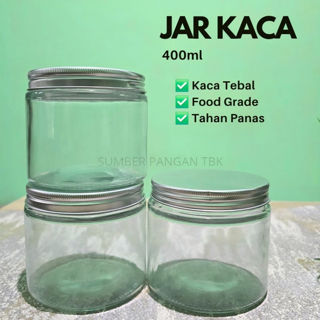 JAR KACA 400ML / TOPLES KACA / CAKE JAR / ICE CREAM JAR / JAR KACA / GLASS JAR