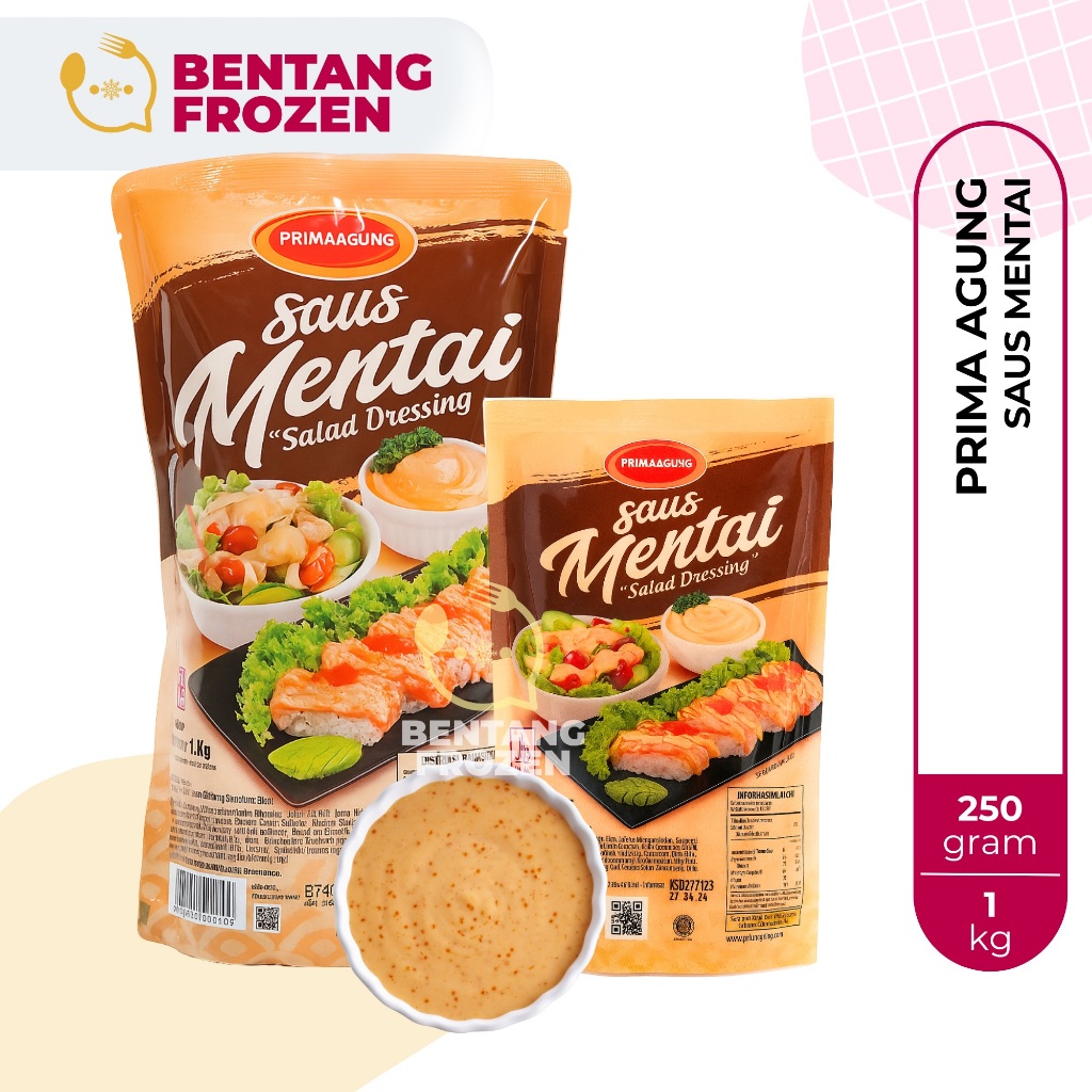 

Prima Agung Saus Mentai 1 kg - 250 gr / Salad Dressing / Saus Mentai Topping Dimsum