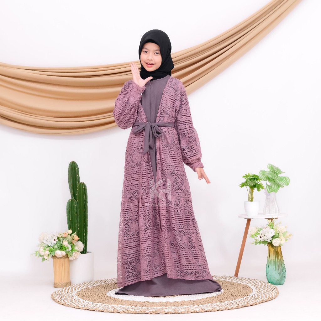 Gamis Brokat AlIyya gamis muslim anak remaja outer bisa di lepas Free Bros lebaran 2025 2026