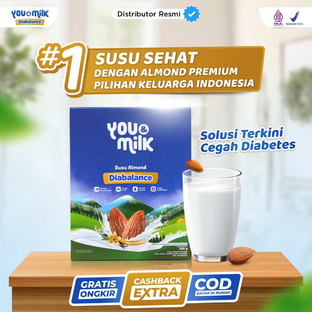 

[ORIGINAL] YOU AND MILK DIABALANCE - Susu Almond Untuk Cegah Diabetes Gula Darah Kolesterol Jantung