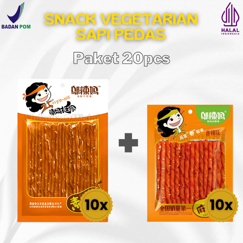 

[20PCS] Paket Wulama - Snack Cemilan Vegetarian Kulit Tahu Spicy Garlic 70gr - 100gr