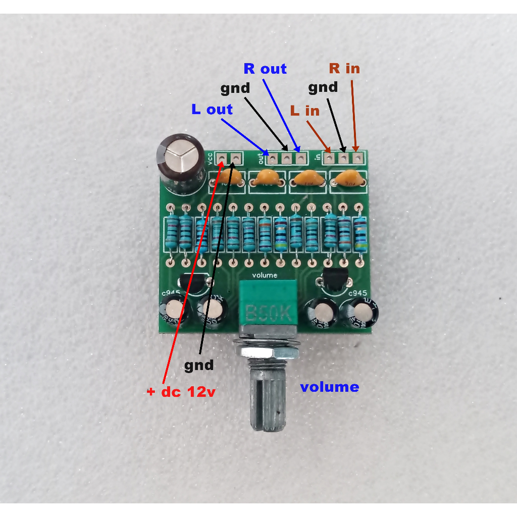 Jtterang Modul Filter Stereo Subwoofer Penguat 2 Transistor
