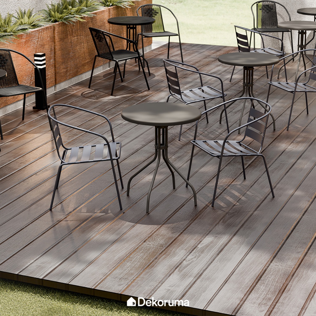 Dekoruma LILITH Meja Teras Aesthetic / Meja Outdoor Metal Serbaguna / Balcony Table New Soleil - Abu