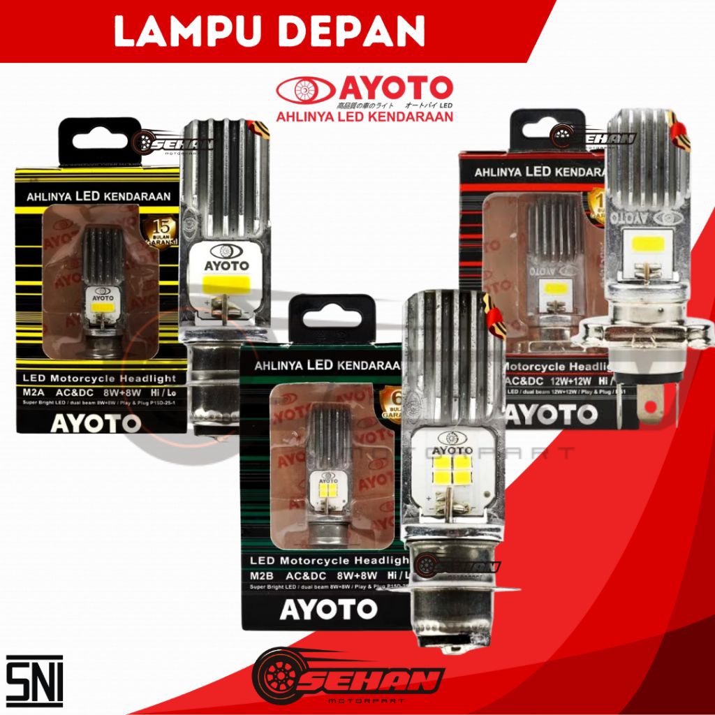 AYOTO Lampu Depan LED Motor H3 H6 Bebek Matic Beat Satria Jupiter Mio Vixion Scoopy