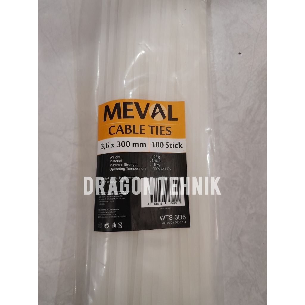 

Kabel Ties Meval Putih 3,6x300mm (100stik)