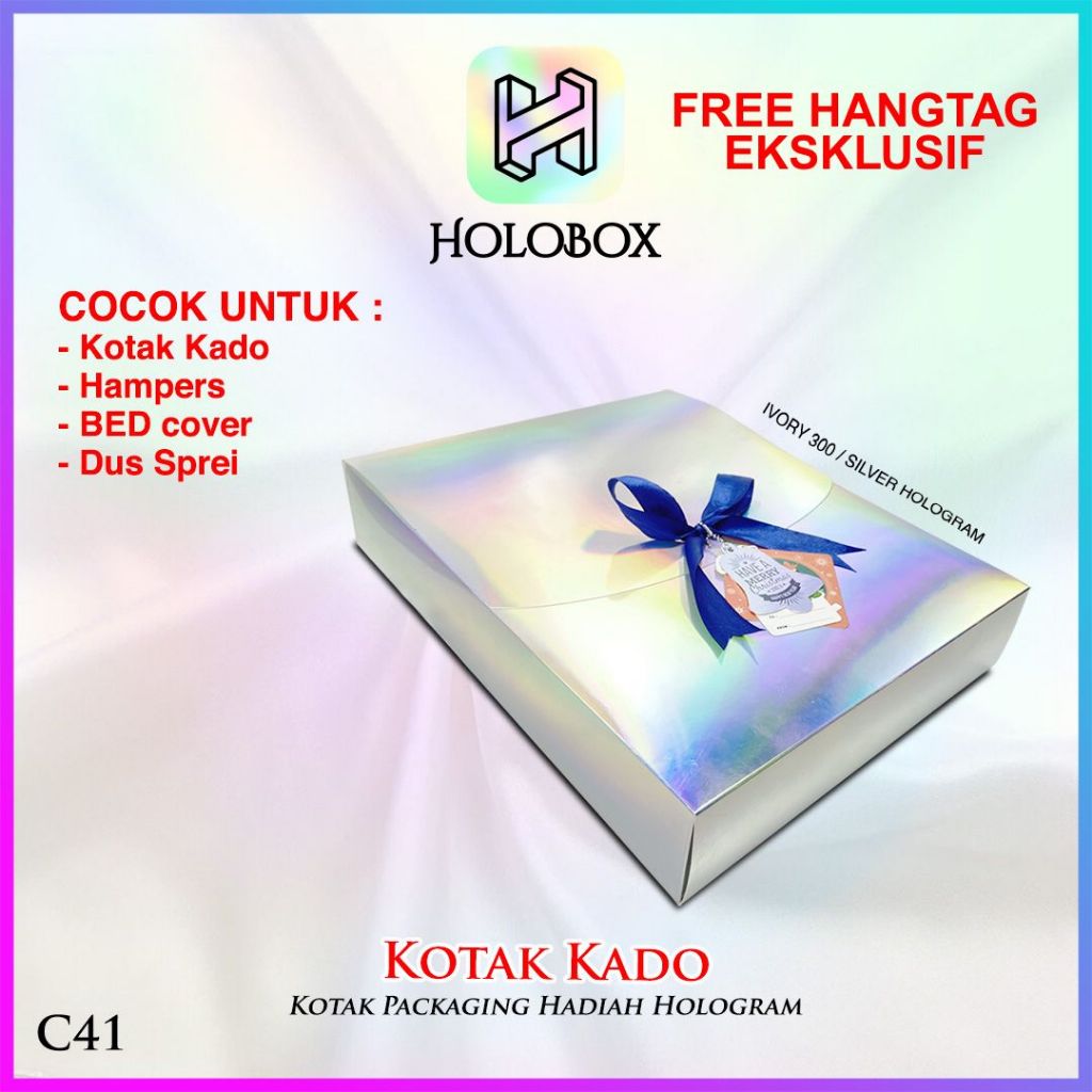 

Kotak Kado Hologram - Box Hampers - Dus Hadiah Silver Hologram - C41