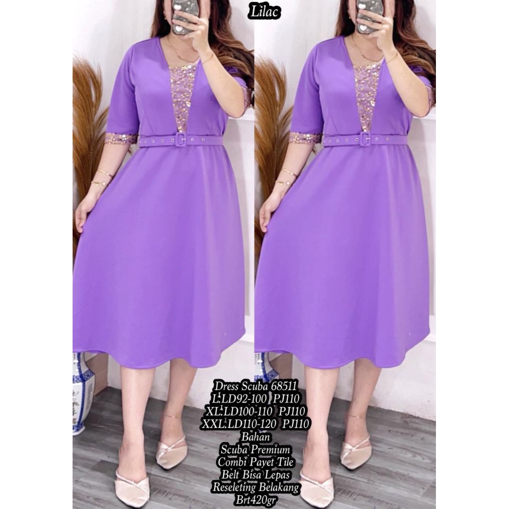 dress scuba premium / dress tile natal / baju pesta