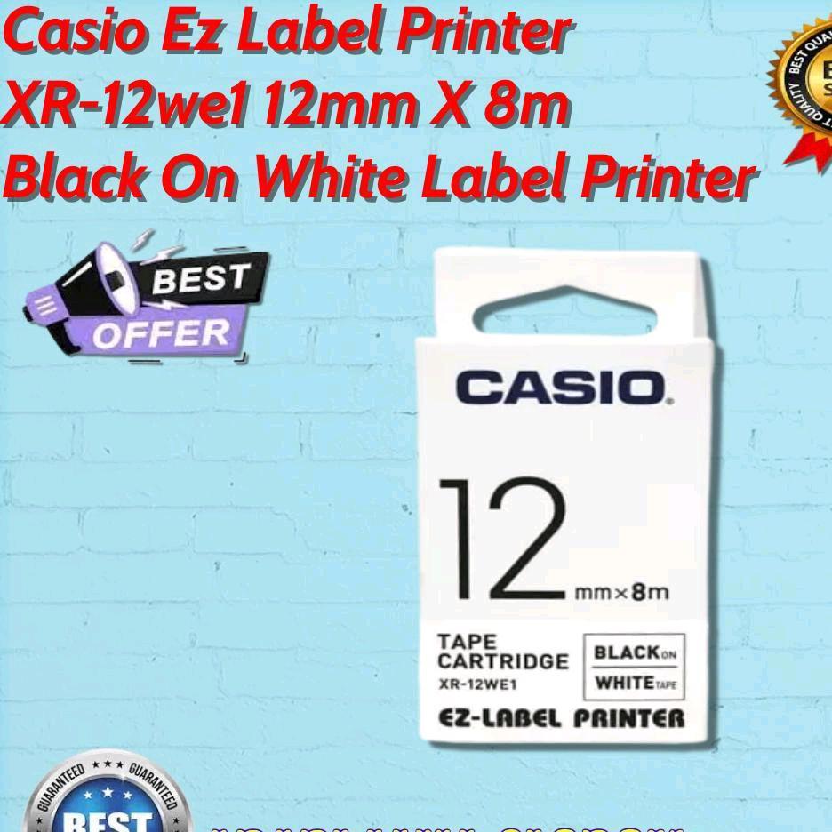 

Casio Ez Label Printer XR-12we1 12mm X 8mm Black On White Label Printer