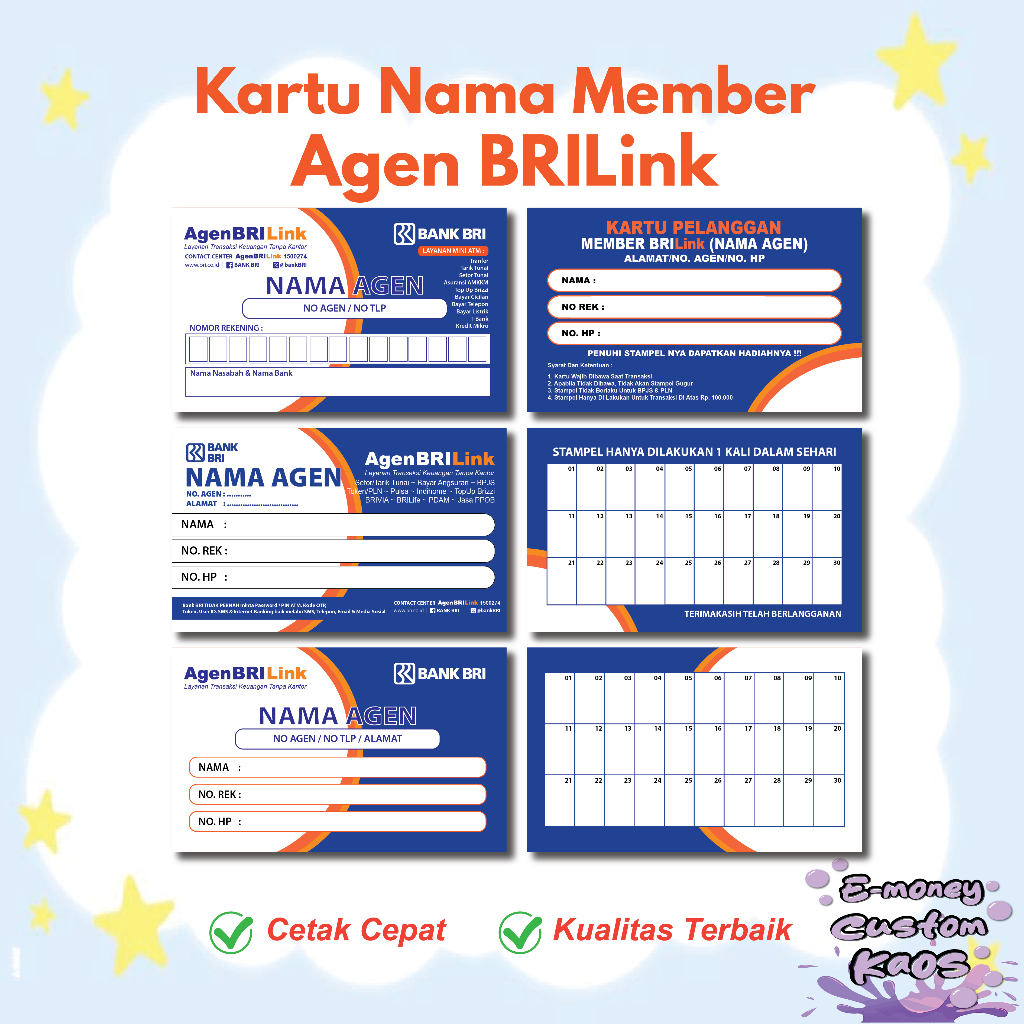 

Kartu Nama Member Agen BRILINK - Kartu Pelanggan BRILINK NEW A3+ Art Carton Karton