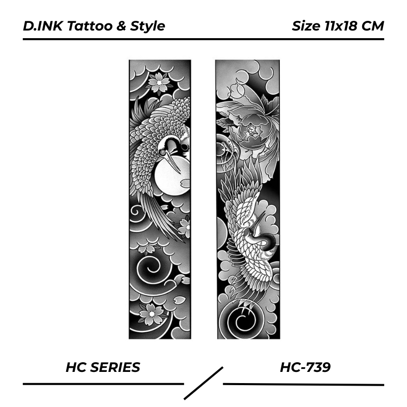PREMIUM HC-739 Tato Temporer Tahan Lama 1 Bulan Motif Armband Burung Bangau Yakuza gelang tangan per