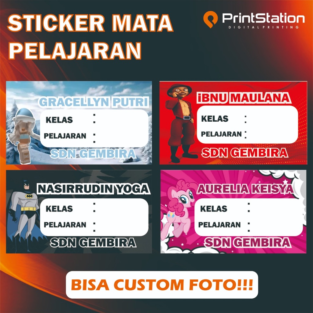 

STIKER STICKER LABEL BUKU MATA PELAJARAN CUSTOM KARAKTER ANAK LABEL BUKU TULIS ANAK
