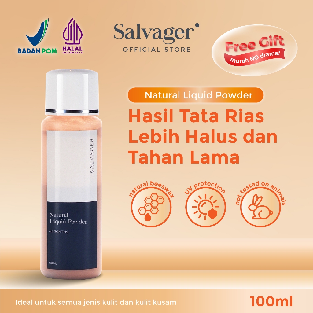 Salvager Natural Liquid Powder Glycerin UV Protection Alas Bedak Make UP BPOM