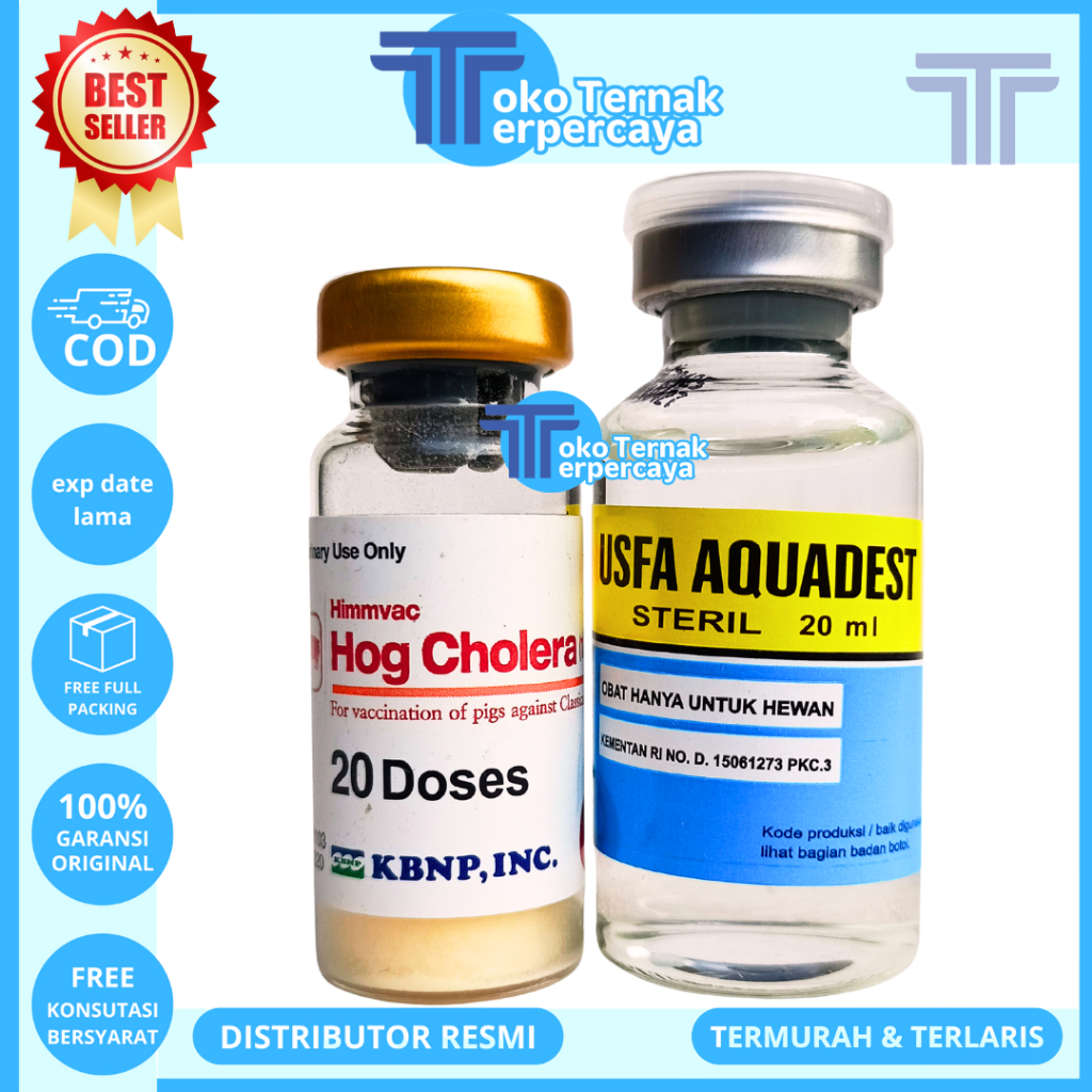 VAKSIN BABI HOG CHOLERA 20 DOSIS (1 BOTOL VAKSIN + 1 PELARUT) - Vaksin Kolera Babi untuk Pencegahan