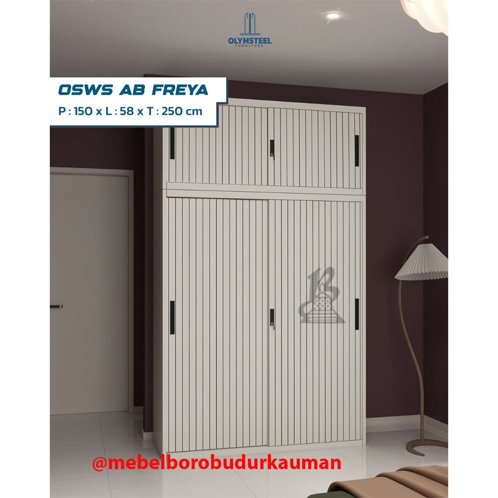 LEMARI PAKAIAN SLIDING BESI MINIMALIS-OSWS AB-TINGGI 2.5 M