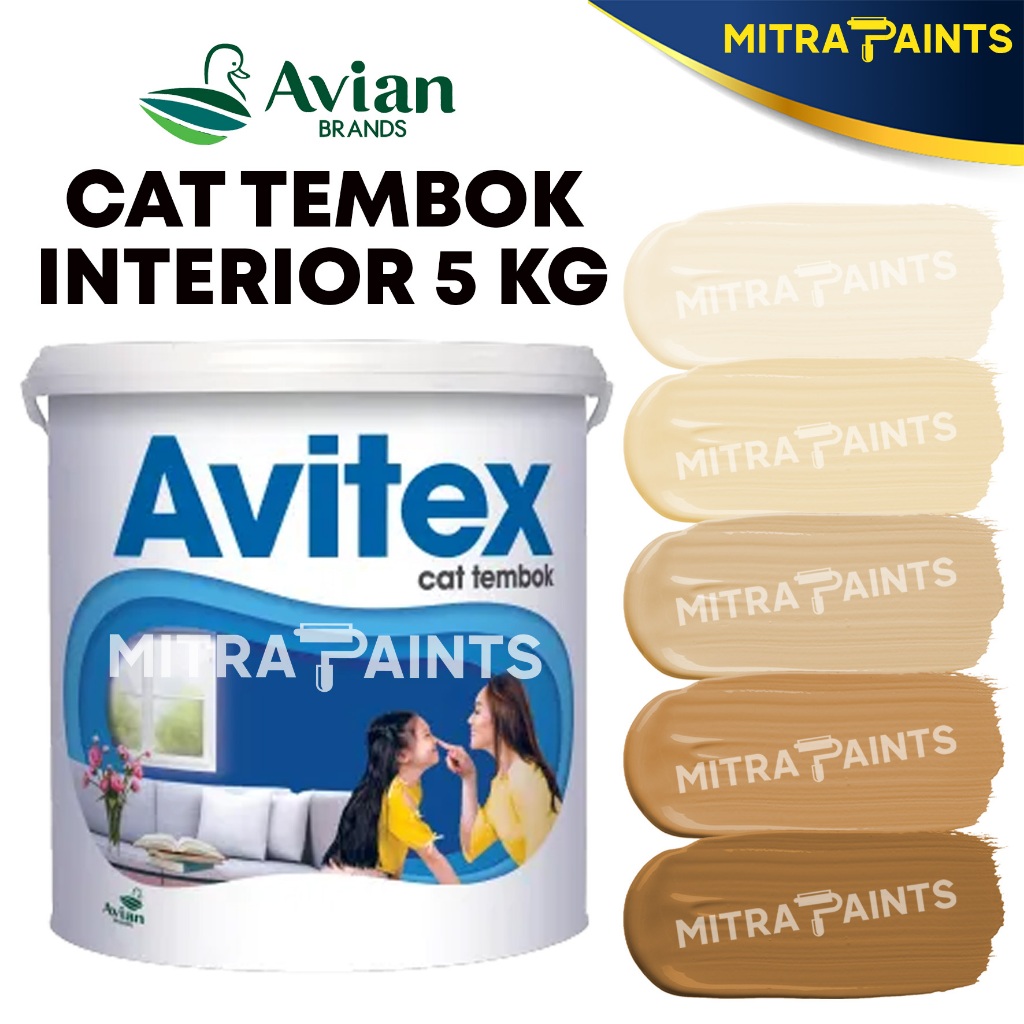 CAT TEMBOK AVITEX INTERIOR 5 KG / AVIAN Y1 WARNA CUSTOM CREAM COKLAT