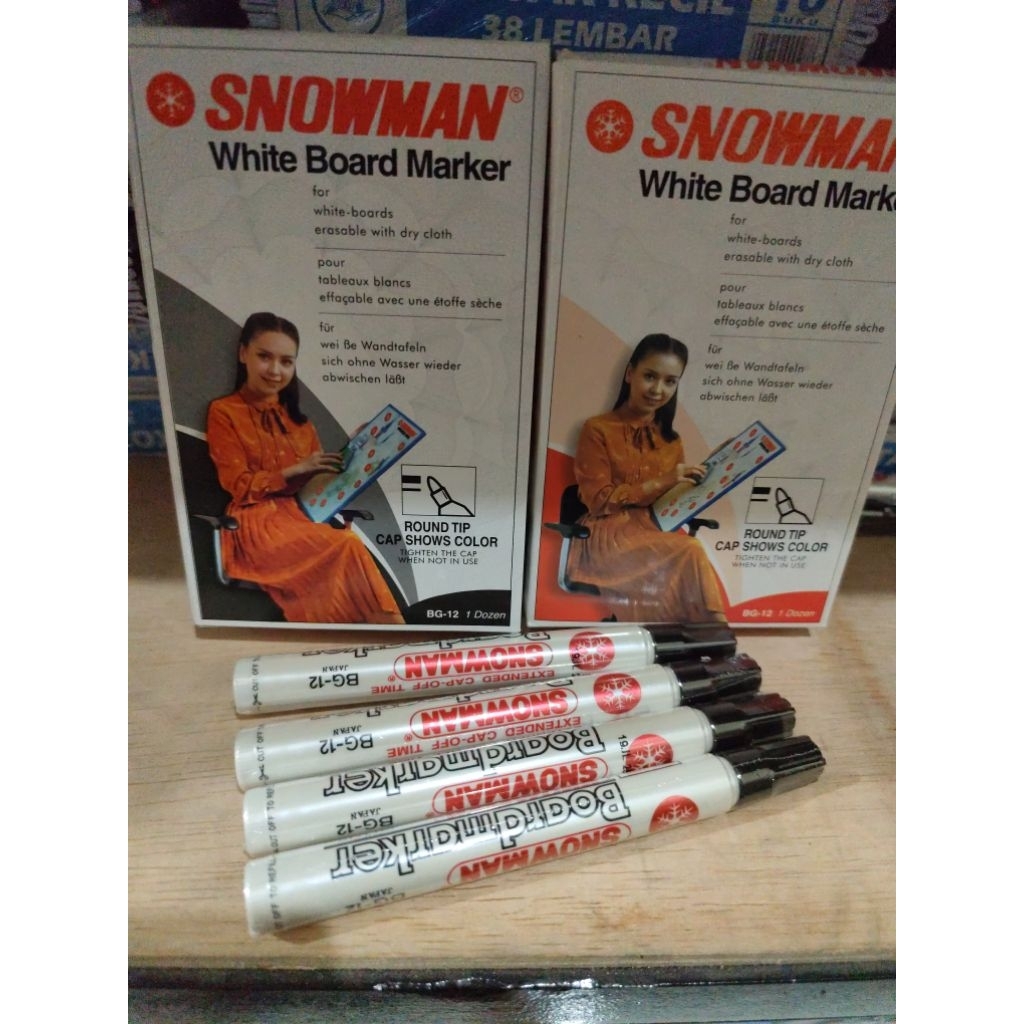 

spidol whiteboard merek snowman (1kotak isi 12pcs)