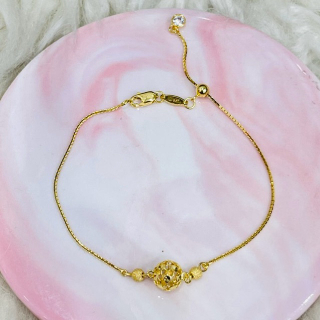 gelang serut bola kerawang bola pasir simple elegant emas asli kadar 700