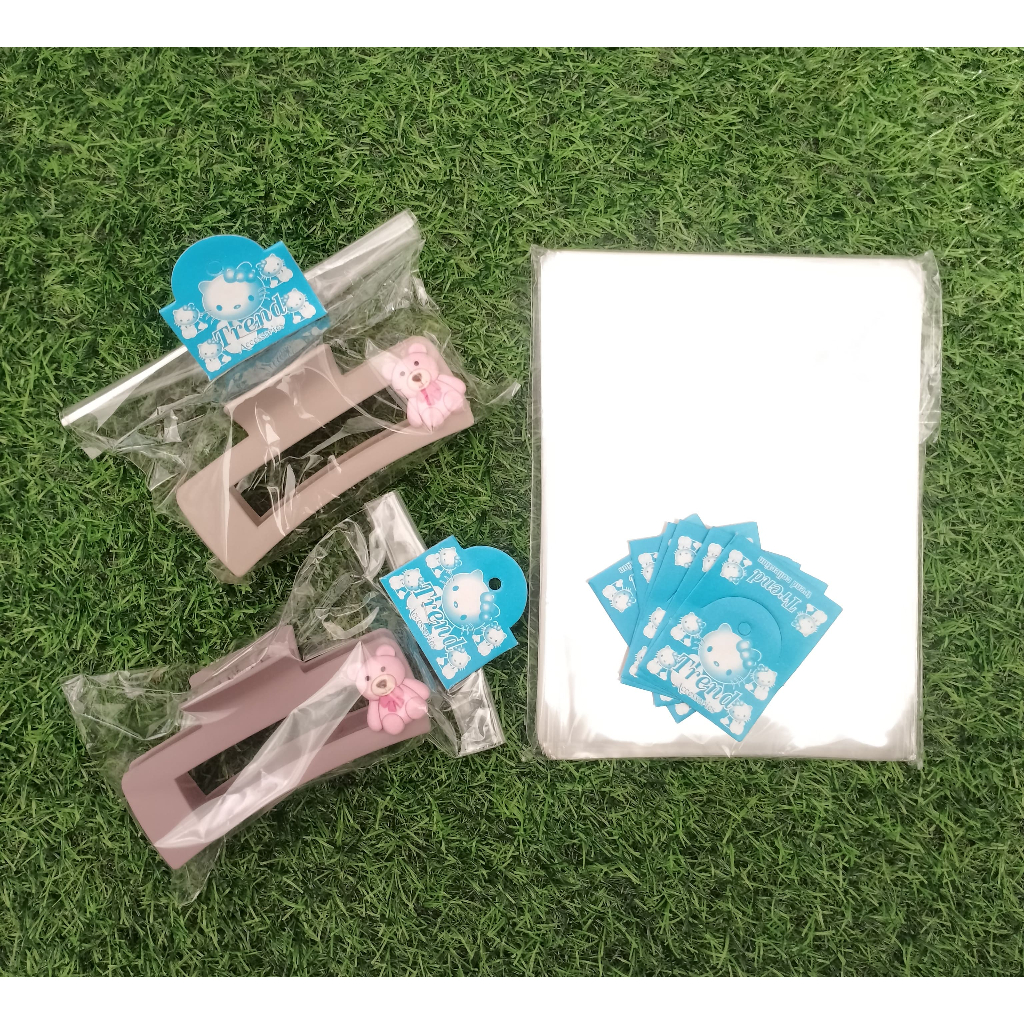 100 set Plastik dan Kertas Label Aksesoris Jepit Kotak Kemasan Plastik Aksesoris