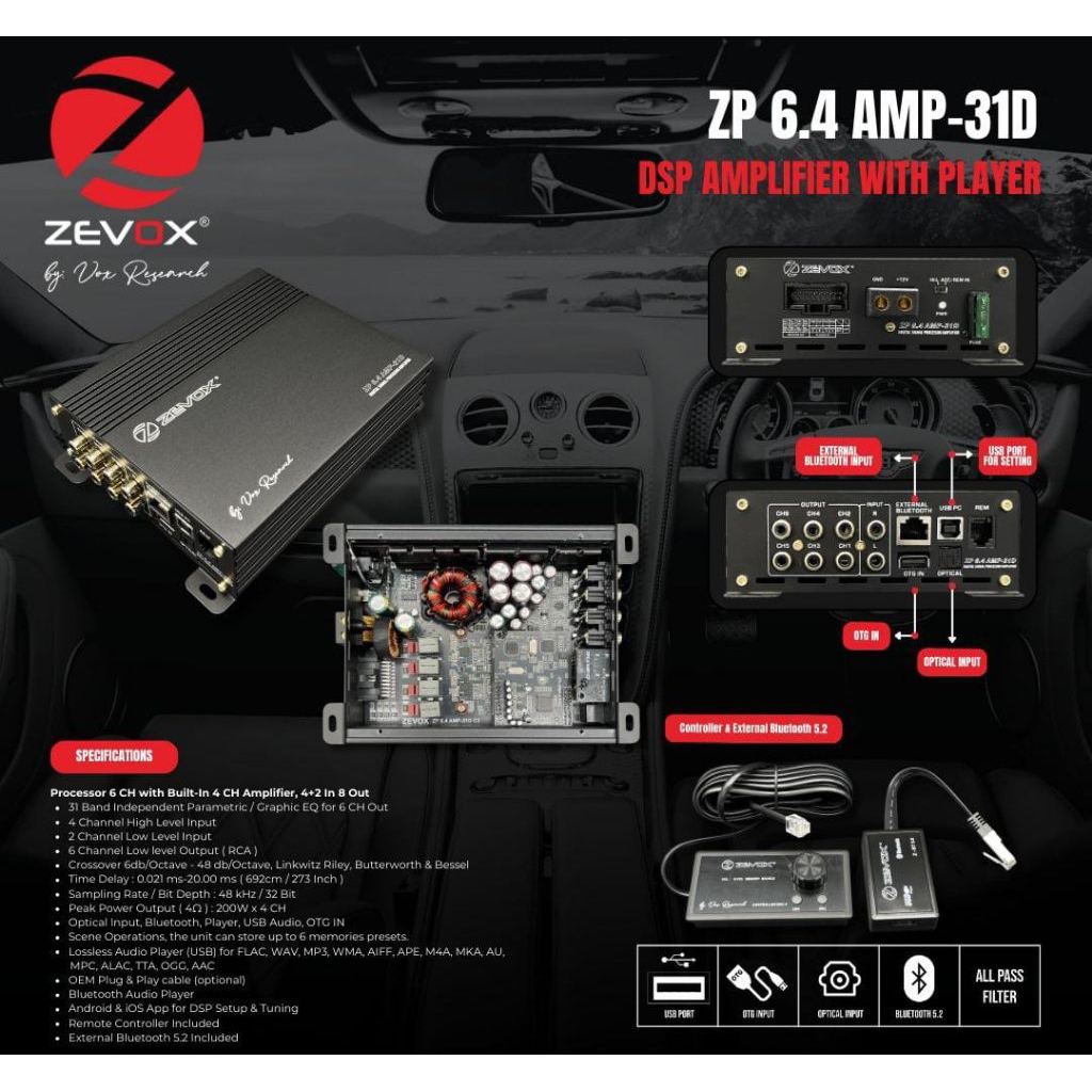 Dsp Zevox ZP 6.4 AMP-31D Seri Tinggi - Zevox DSP Amplifier With Player