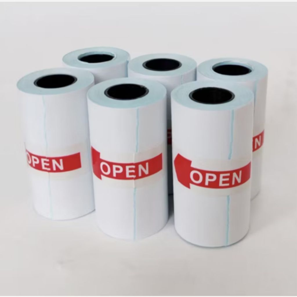 

Kertas stiker label thermal printer continous paper 80mm x 50mm continous paper 12 meter