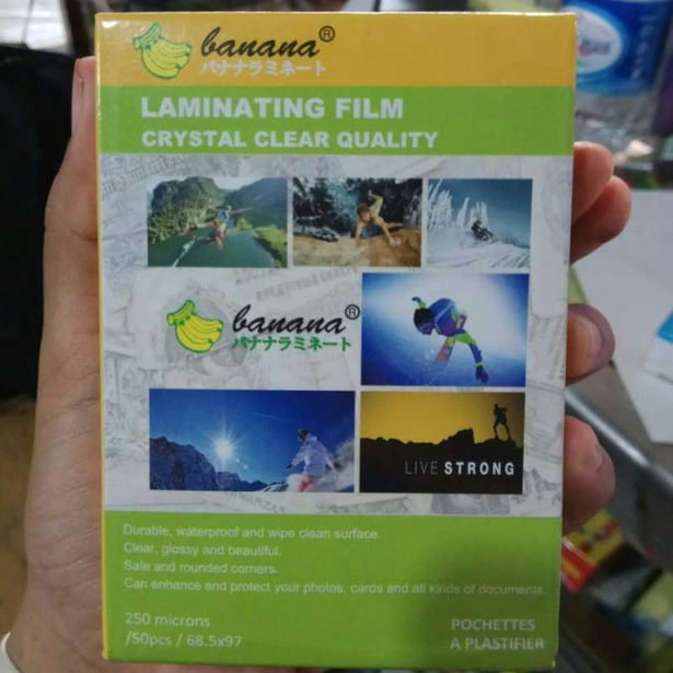 

Plastik Laminating Merk Banana Ukuran KTP 250 Micron ( 1 Pak Isi 100 Pcs ) ( Tebal )