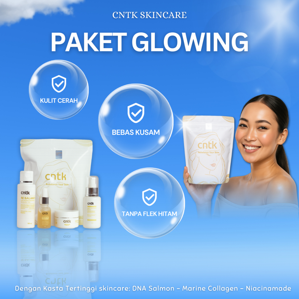 CNTK Booster Glowing Paket Lengkap 4 in 1 - DNA Salmon Marina Collage,Mencerahkan Kulit Kusam