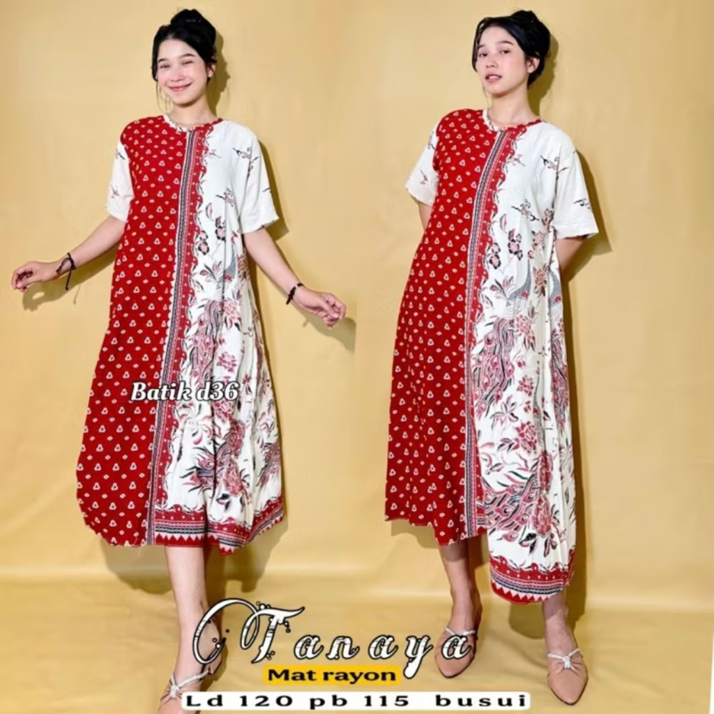 (Batik D36) Daster Tanaya Jumbo Ld 120 Rayon Halus - Homedress Baju Santai Wanita Dewasa Remaja ABG