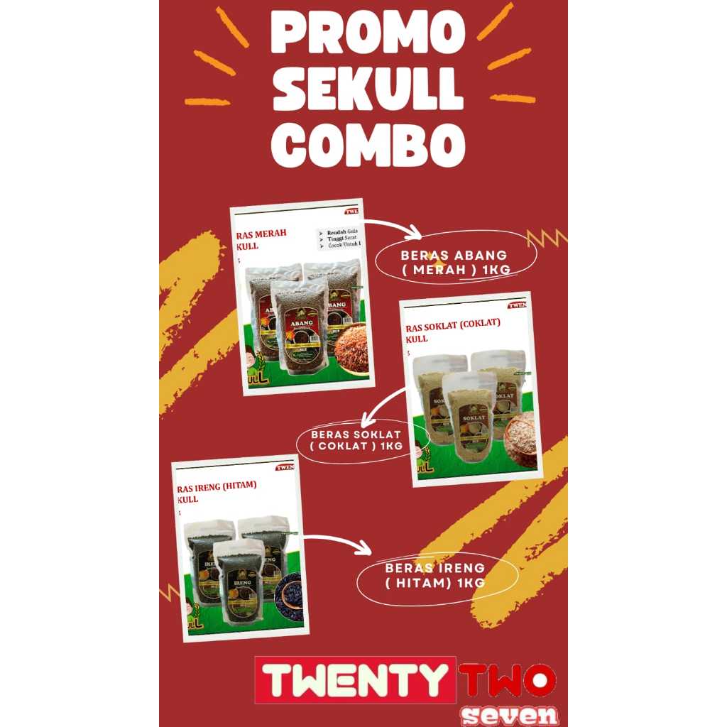 

Promo Combo Hemat Sekull Beras Organik 1 kg ( Beras Abang , Soklat , Ireng )