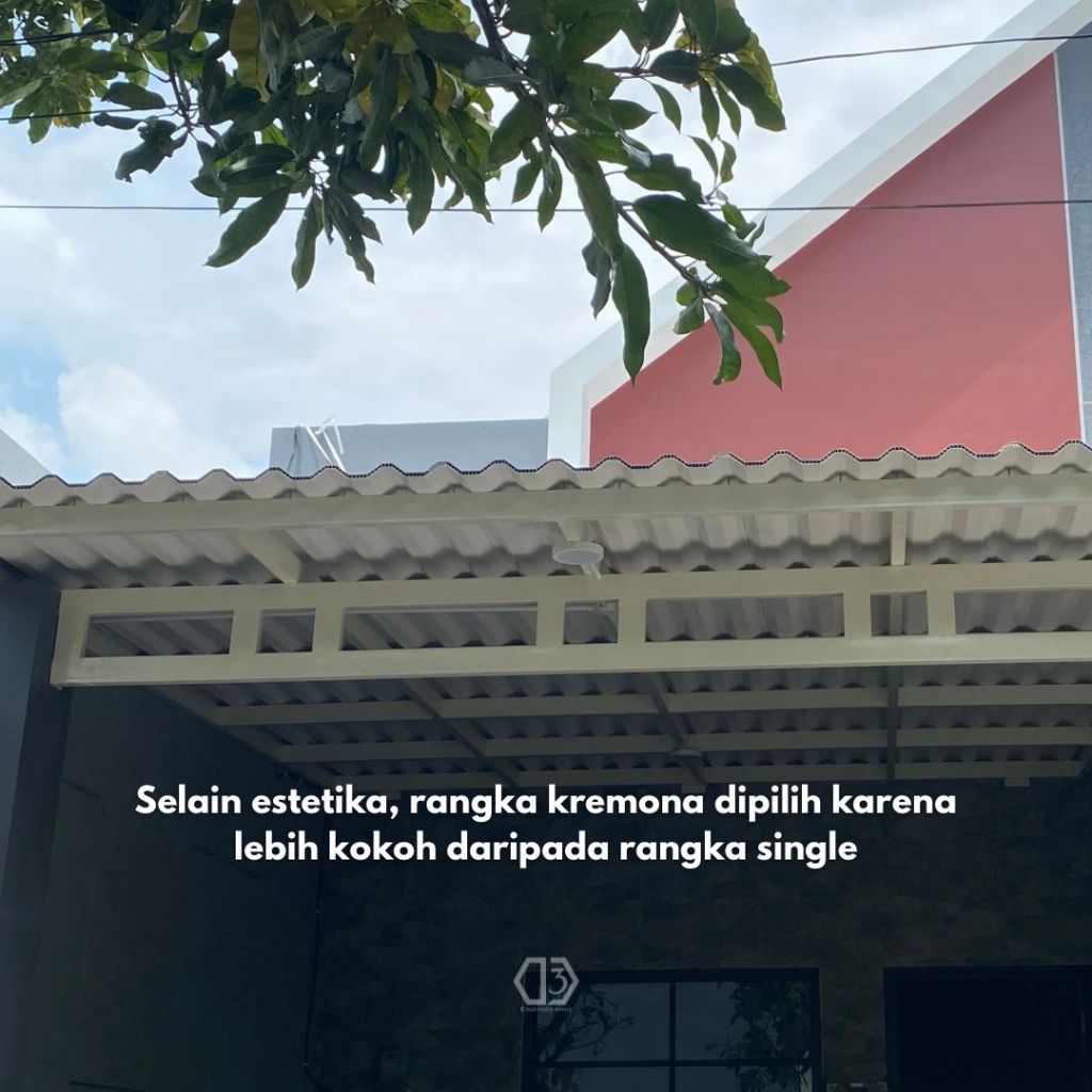 Kanopi upvc rooftop double layer rangka besi hollow