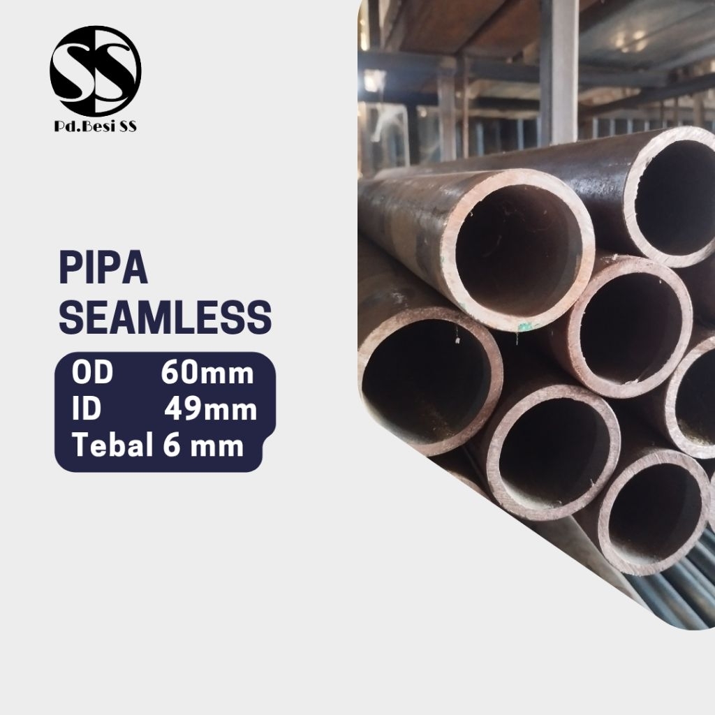 Pipa Besi Seamless OD 60mm ID 49mm Tebal 6mm