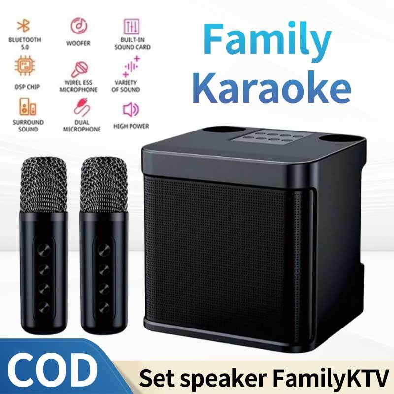 Bluetooth Speaker Wireless 2 MIC TV AUX SPEAKER HF Bluetooth KTV Equipment 3D Stereo Microphone For 