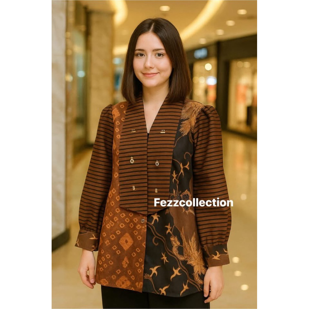blazer jumputan batik lurik