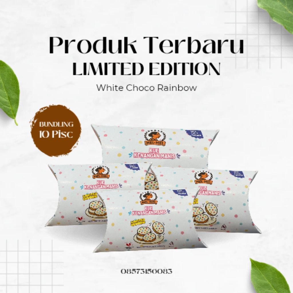 

MELMEL KUE KERING "KENANGAN MANIS" Varian Baru White Choco Rainbow 12 pisc cocok untuk oleh-oleh dan buah tangan