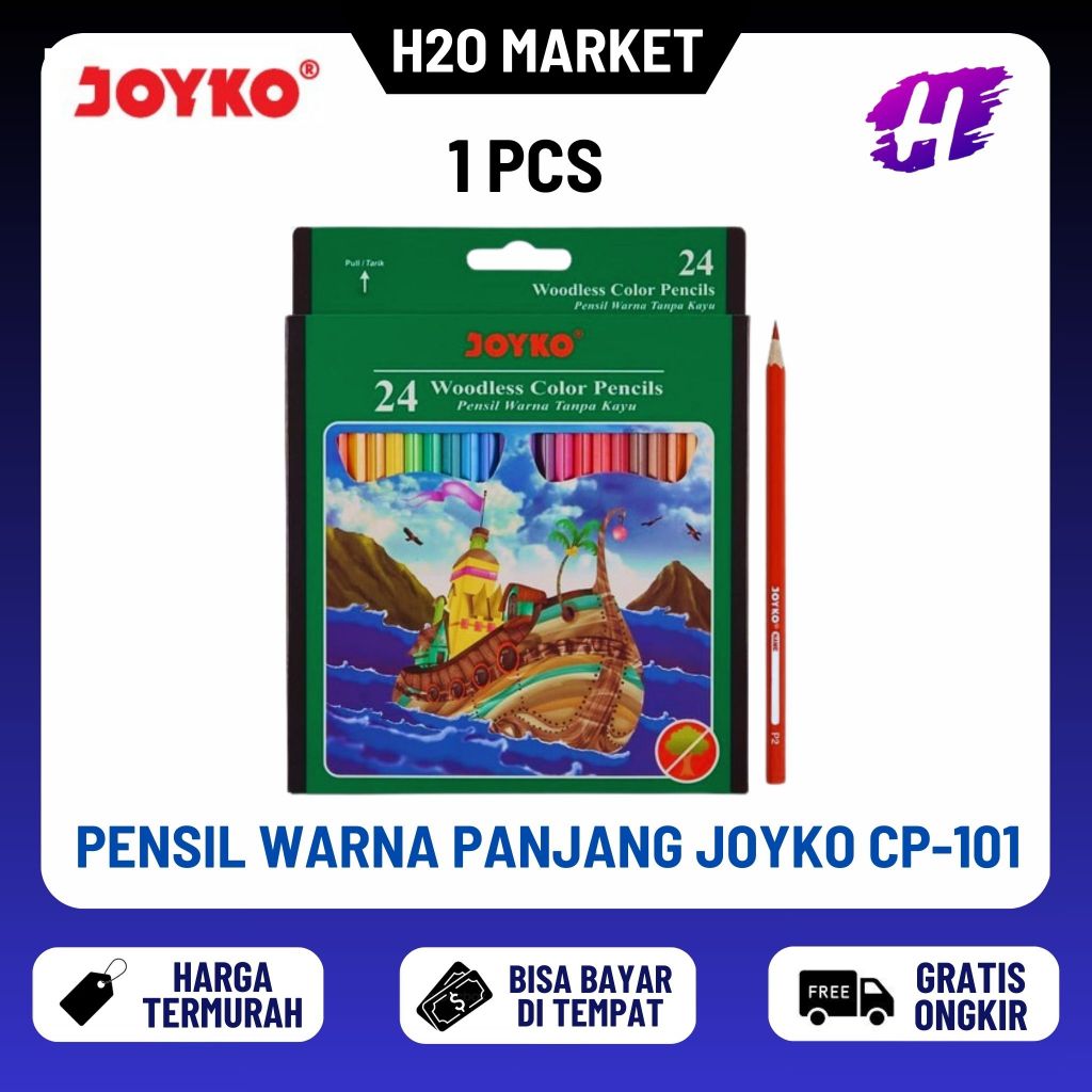

❤️H2O❤️ Joyko Pensil Warna 24 Warna Panjang Joyko Woodless Color Pencils CP-104 / CP-101 / CP-115 / CP-24PB