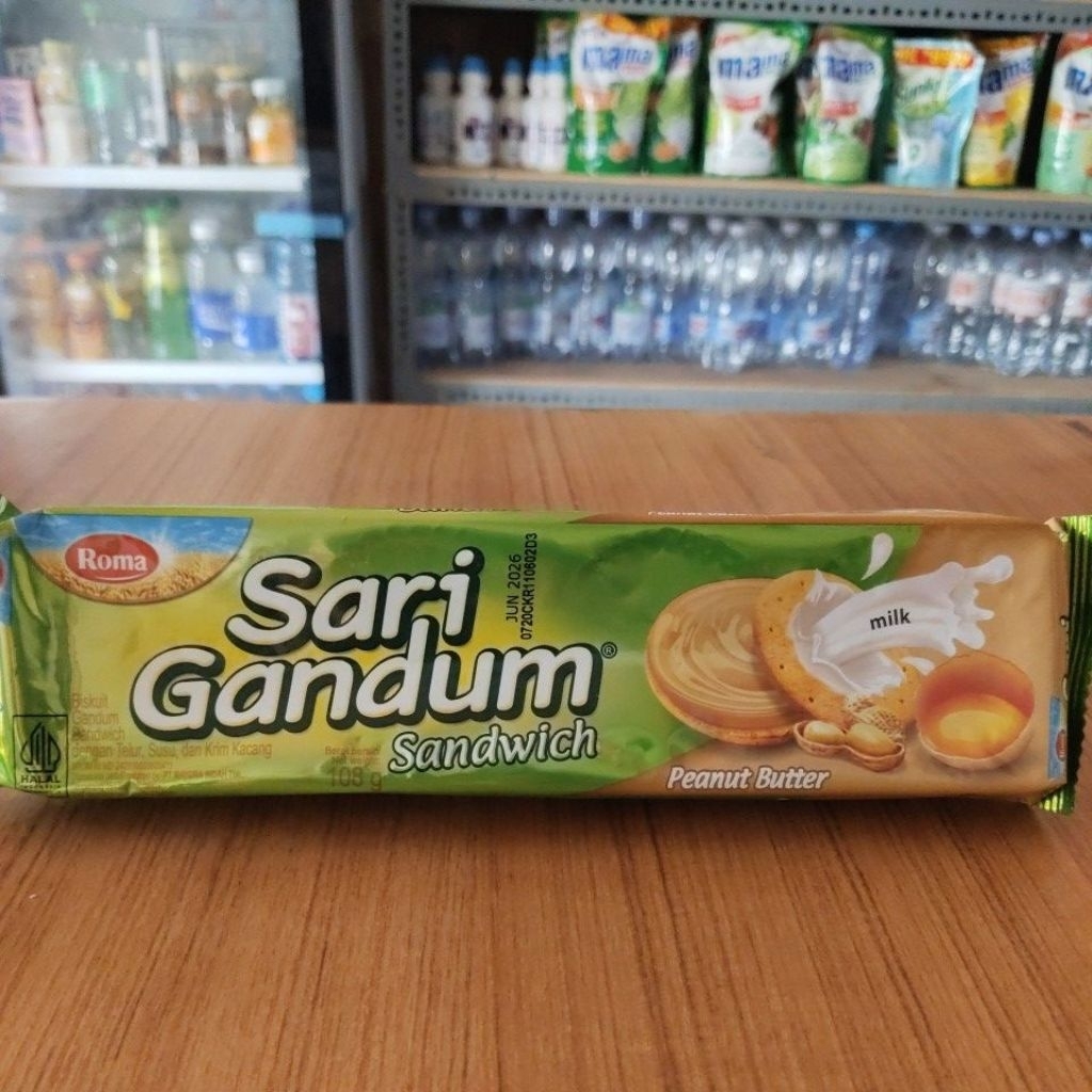 

Roma sari gandum sandwich cokelat & krim kacang 108gr