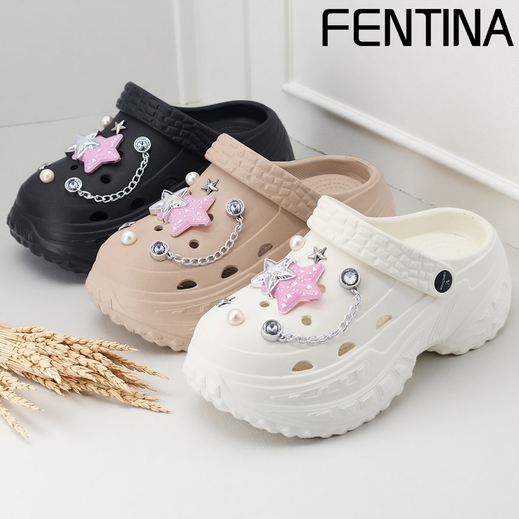 FENTINA Sandal Kodok Wanita Korea Wedges Sandal Sepatu Wanita Cewek Sandal Baim Wanita Tinggi
