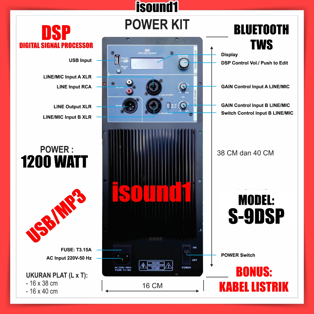 POWER KIT AKTIF MESIN SPEAKER S 9 DSP / S 9DSP BLUETOOTH TWS