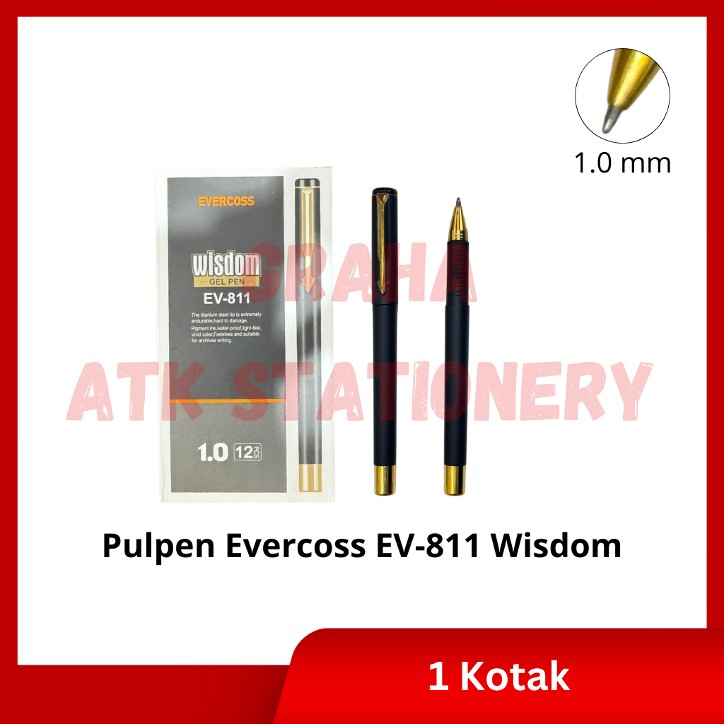 

[1 Kotak] Pulpen Evercoss EV-811 Wisdom / Gel Pen / Sign Pen 1.0mm Evercoss EV-811 Wisdom