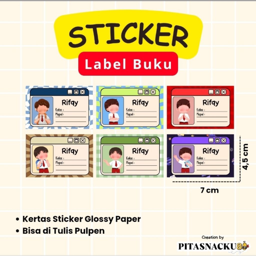 

Stiker Label Buku Mata Pelajaran isi 36 pcs